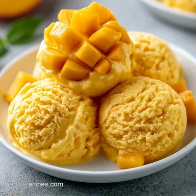 Creamy Mango Ice Cream for 6 Servings Recipe Card