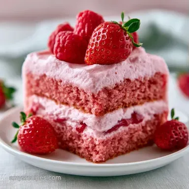 Homemade Strawberry Birthday Cake for 12 Recipe Card