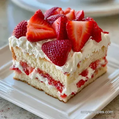 Simple Strawberry Cream Cake for 12 Recipe Card