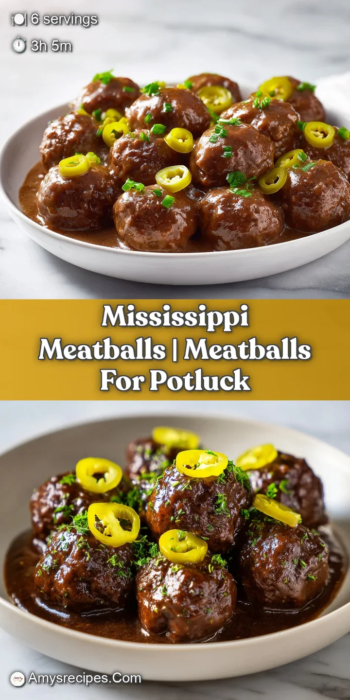 Close-up of a succulent meatball dripping with thick, savory glaze and a translucent slice of tangy pepperoncini.