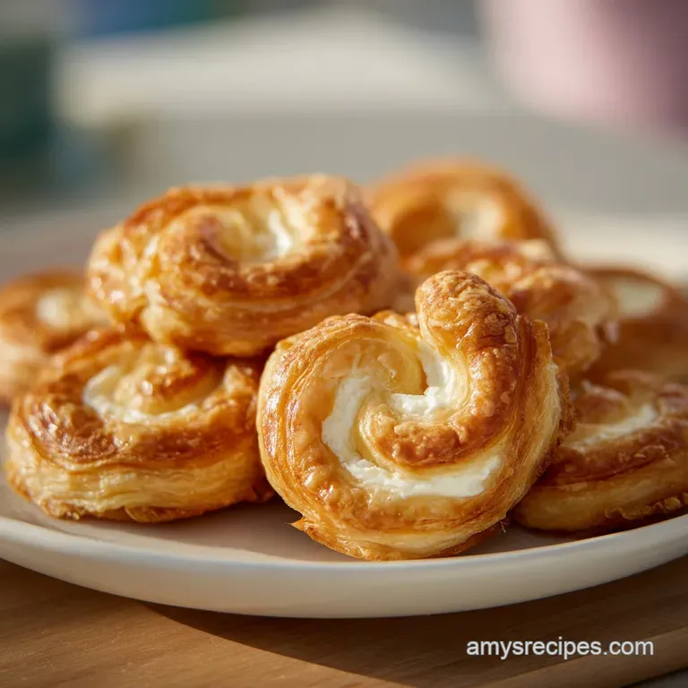 Flaky, buttery pastry squares topped with vibrant red jam, arranged on a white marble platter with fresh mint leaves.
